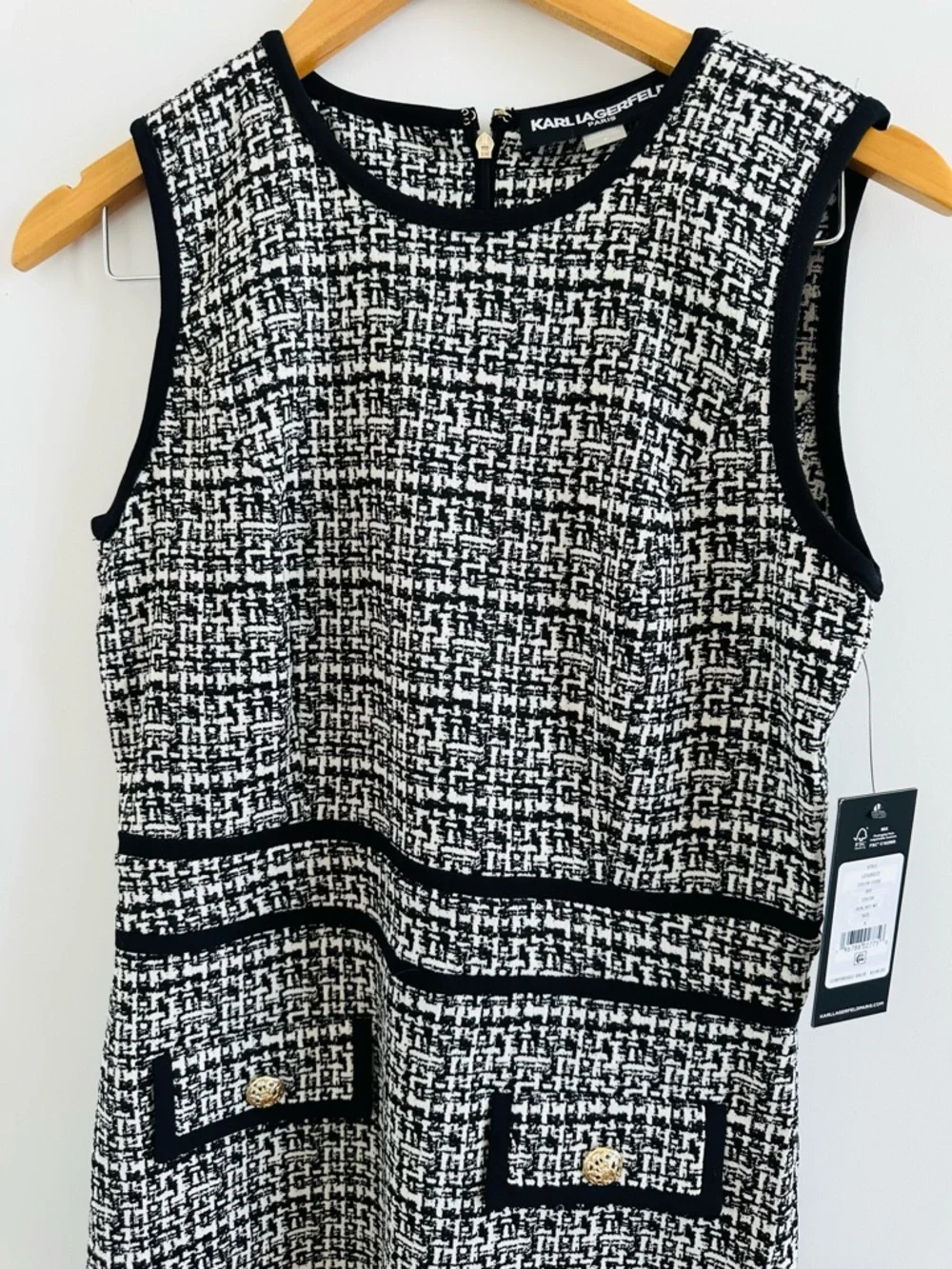 Karl Lagerfeld Black & White Tweed Mini Dress - Picture 9 of 9